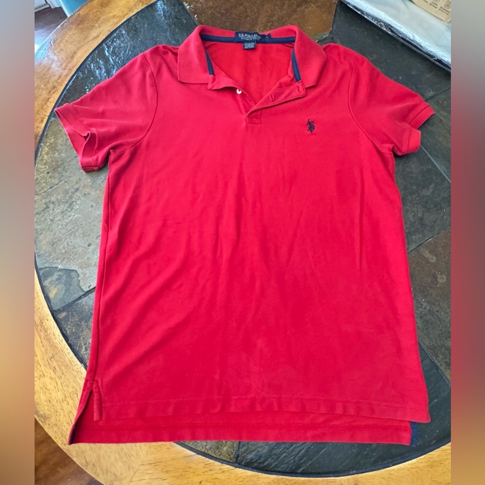 U.S. Polo Assn. Red Short Sleeve Polo with Navy Logo